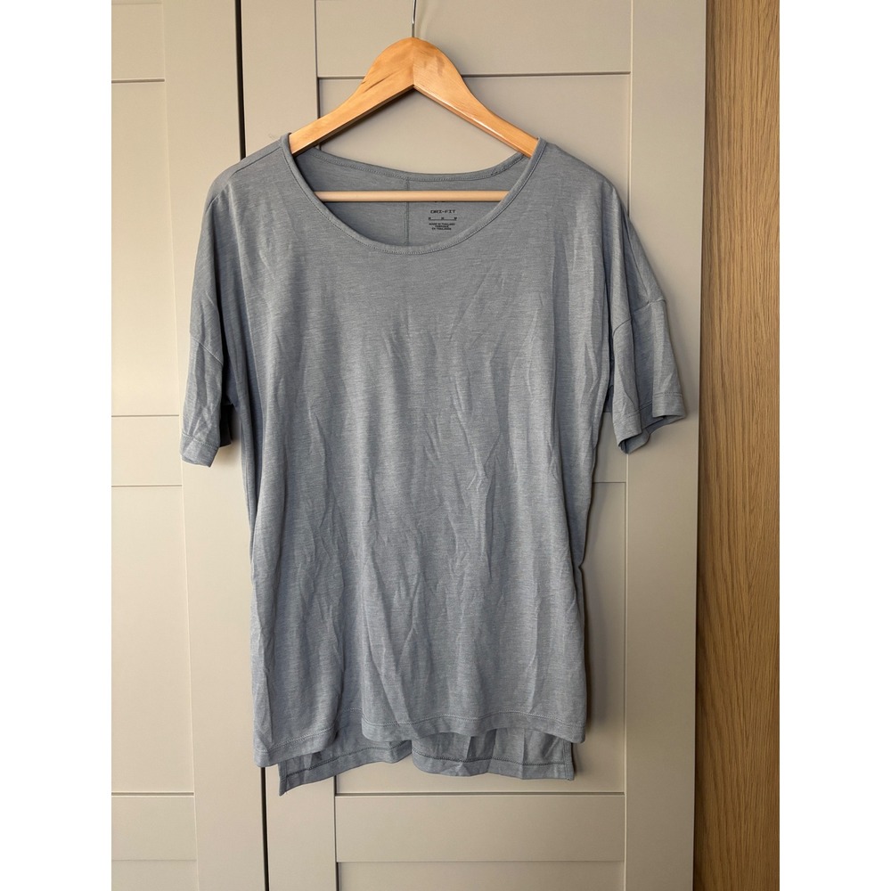 Nike Yoga Dri-FIT Gray Short Sleeve Oversized Scoop Neck T-Shirt Womens Medium